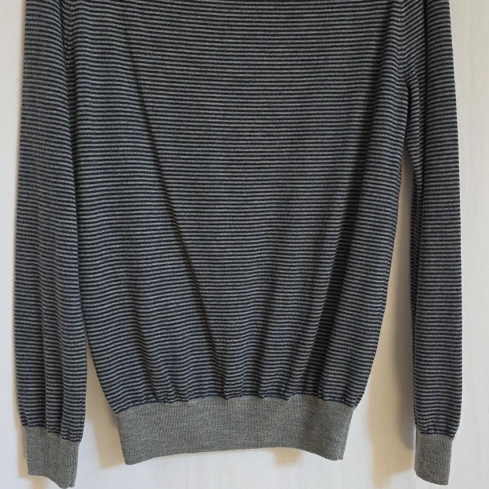 J. Crew Blue & Gray Stripe Merino Wool Mens Sweater. Size Medium
